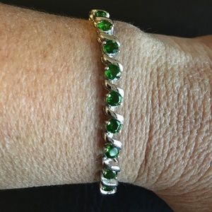 Sterling Silver Chrome Diopside Tennis Bracelet
